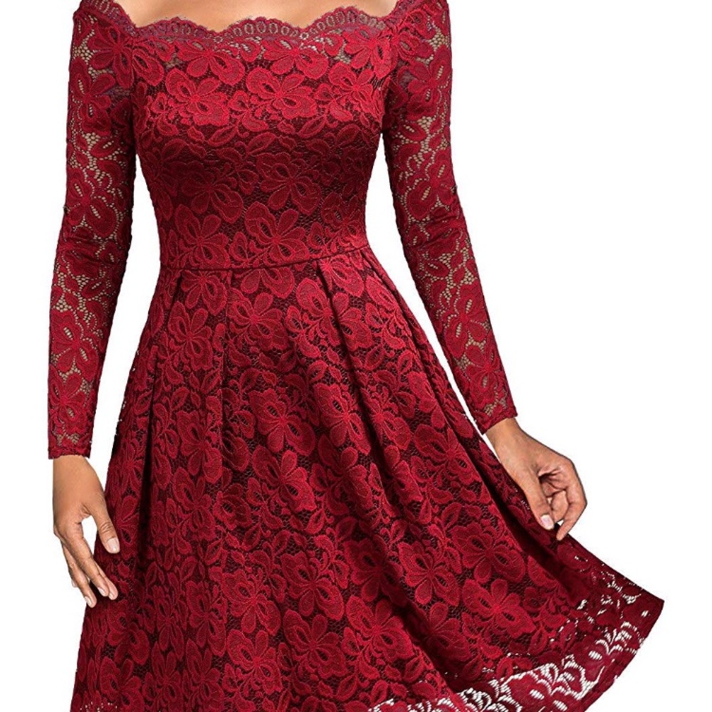 Red off the shoulder dress